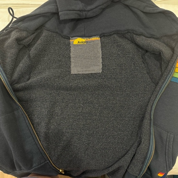 Aviator Nation 6 Stripe Zip Hoodie Charcoal Gray Rainbow Small Beachy Retro Rare - Picture 11 of 13